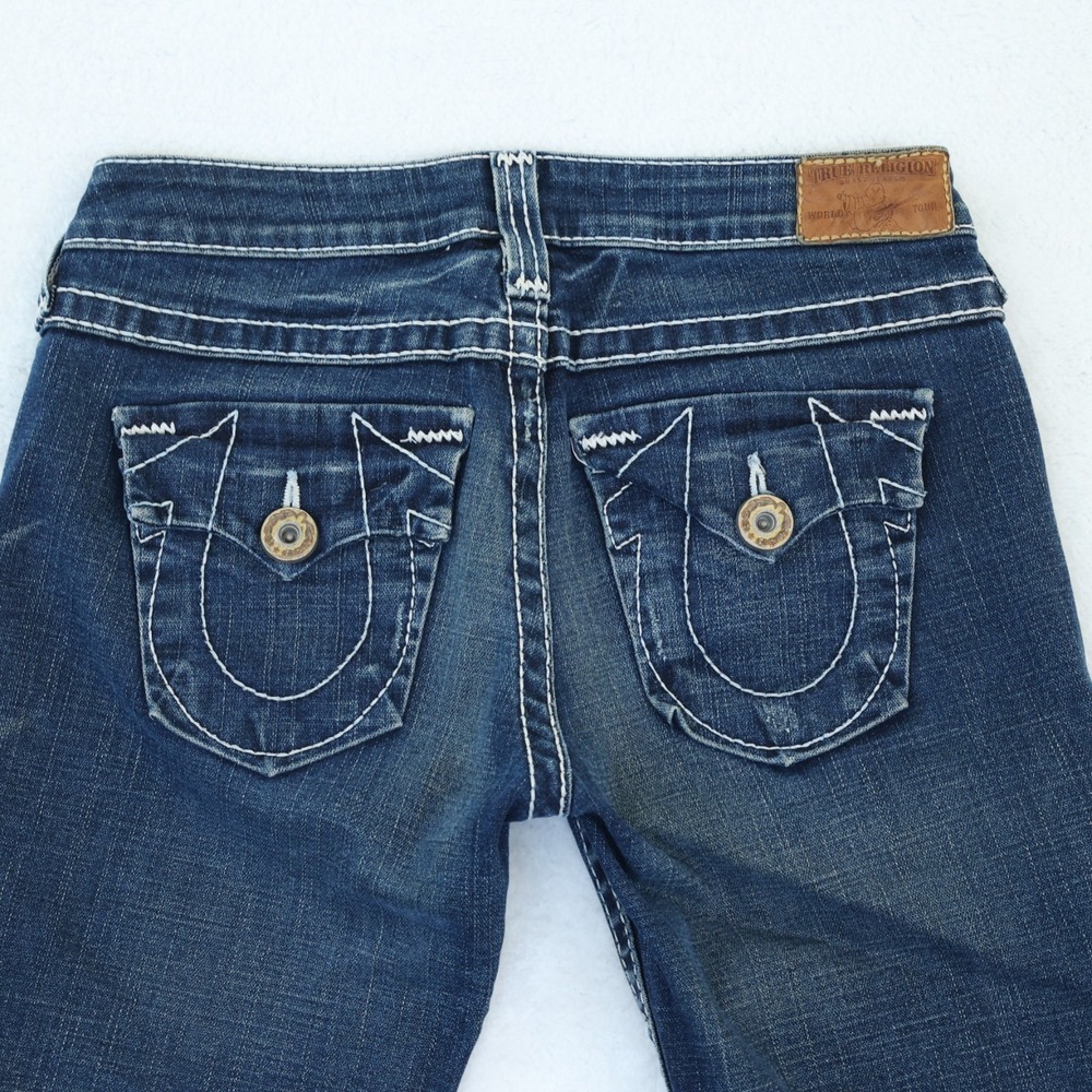 True Religion Josie Shorts Women's 28 Blue Dark Wash Denim Cuffed Flap Pockets - Picture 5 of 13